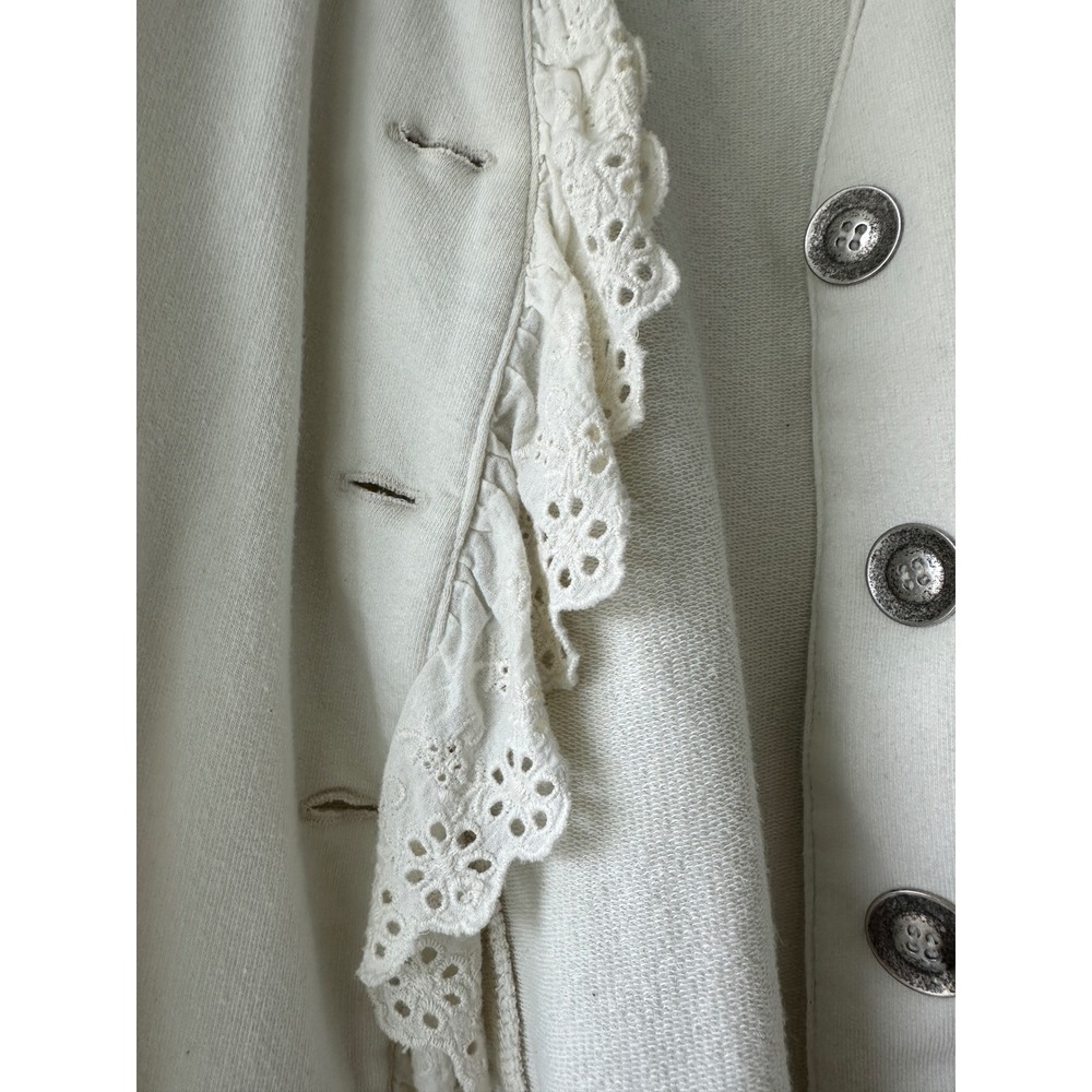 Xhilaration Cream Eyelet Lace Ruffle French Terry Button Front Jacket XXL Womens - Picture 3 of 6